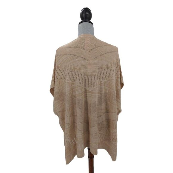 Chicos Ruana Wrap Womens S/M Tan Textured Striped Open Front New - Picture 5 of 9
